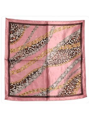 Pink Leopard Satin Scarf 20x20 – Women's Hair Neck Square Scarf